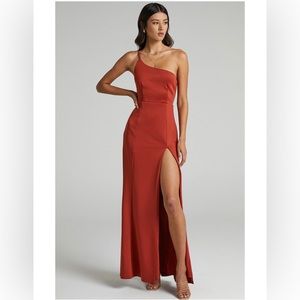 One Shoulder Formal Maxi Dress in Rust